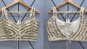 Mirror Work Sleeveless Blouse