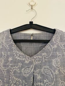Blue &amp; White Floral Embroidered Top