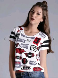 Kook N Keech Printed Women White Crop Top
