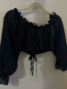 Off Shoulder Black Corset Style Crop Top