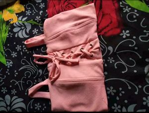 Pink Lace-Up Corset Top