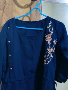 Navy Blue Embroidered Dress