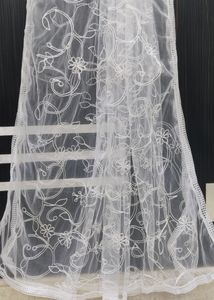White Net Dupatta with Floral Design