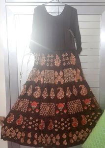 Brown Orange Women Party Wear Gown/Dress