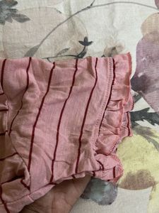 Pink Striped Ruffle Sleeve Top