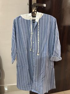 Striped Hooded Shirt Dress