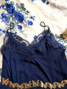 Y2k Navy Lace Cami Top .