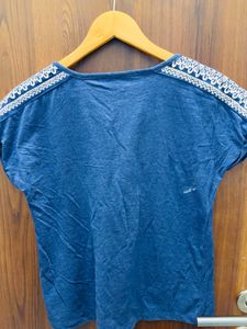 Blue Embroidered Top