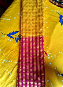 Dual Clr Checked Saree