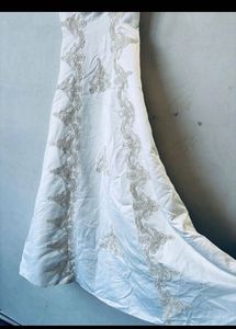 Embroidery Gown Plain White Floor Touch