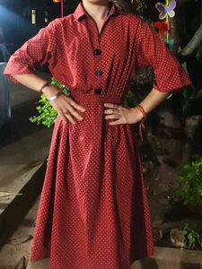 Retro Red Polka Dot Midi Dress