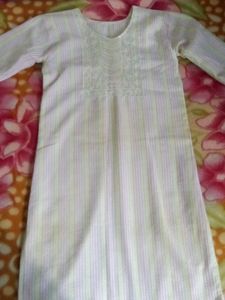 Striped Embroidered Kurta