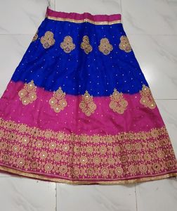 Pink And Blue Colour Lahenga Choli