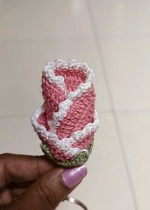 Crochet Rose Keychain