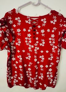 Red Floral Printed Top