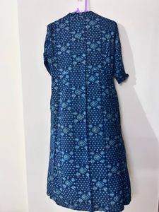 Elegant Blue Printed Kurta Dress