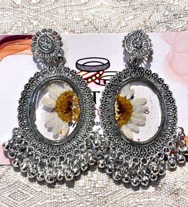 Daisy Flower Silver Earrings
