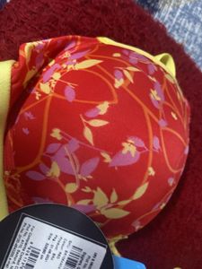 Clovia Red Floral Print Bra 32 B Light Padded