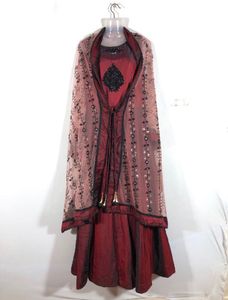 Embroidered Gown With Dupatta 16mtr Ghera 😍