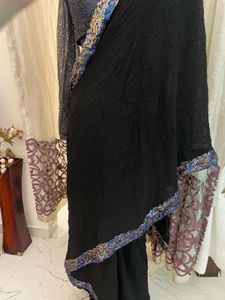 Elegant Black Saree without blouse