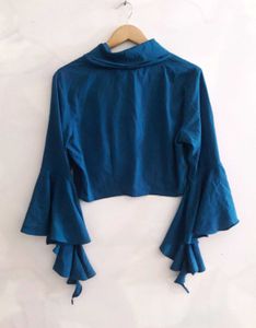 Stylish Teal Bell Sleeve Top