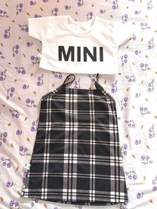 Mini Tee &amp; Plaid Dress Set