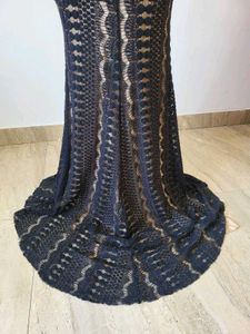 Elegant Black Lace Crochet Gown