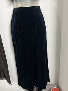 Black Velvet Side Slit Skirt