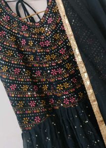 Black Embellished Anarkali Suit