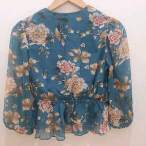 Floral Print Wrap Top