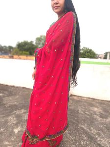 Elegant Pink Embroidered Saree