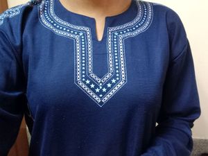 Navy Blue Printed Top for Women