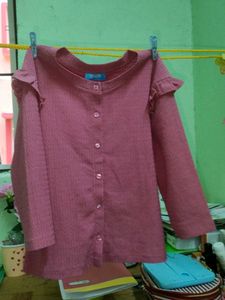 Vintage Pink Ruffle Blouse