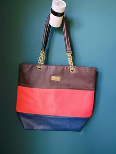 LEATHER TOTE BAG. SHOULDER BAG. BROWN, RED Blue