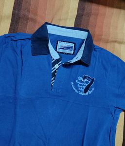 Wrangler Men Blue Cotton Casual Tshirt