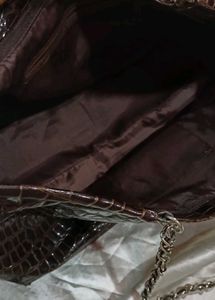 Faux Crocodile Chain Strap Tote