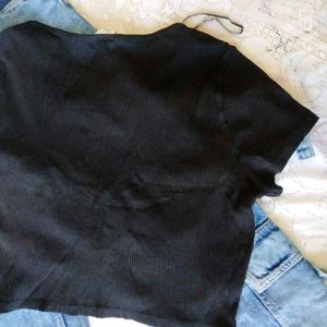 Button Front Jersey Top 🖤✨