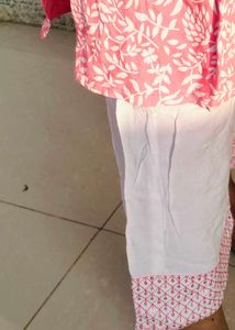 Pink Floral Print Kurta Set
