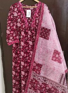 New Cotton Anarkali Suit Set