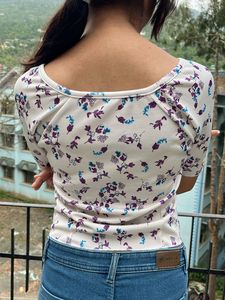 Floral Print Bow Tie Top