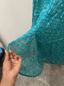 Blue High Slit Sequinned Kurta