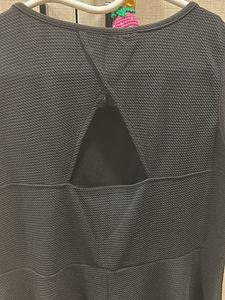 Black Flared Dress With Triangle Back Cutout