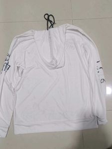 White Graphic Print Hoodie