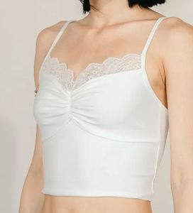 White Gathered Lace Top