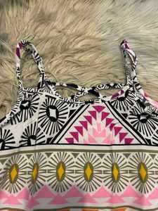 Printed, cross back top