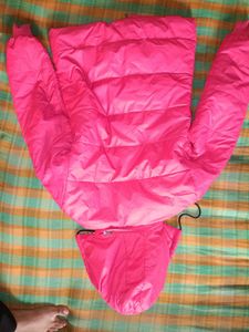 Pink Quilted Jacket with Hood