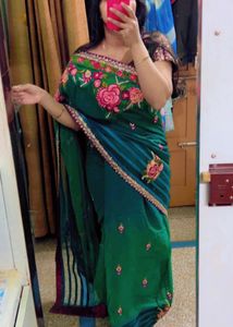 partywear saree in green colour