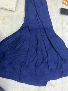 Blue Embroidered Sharara Pants
