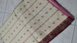 Beige and Maroon Saree