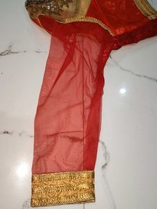 Red &amp; Gold Embellished Blouse